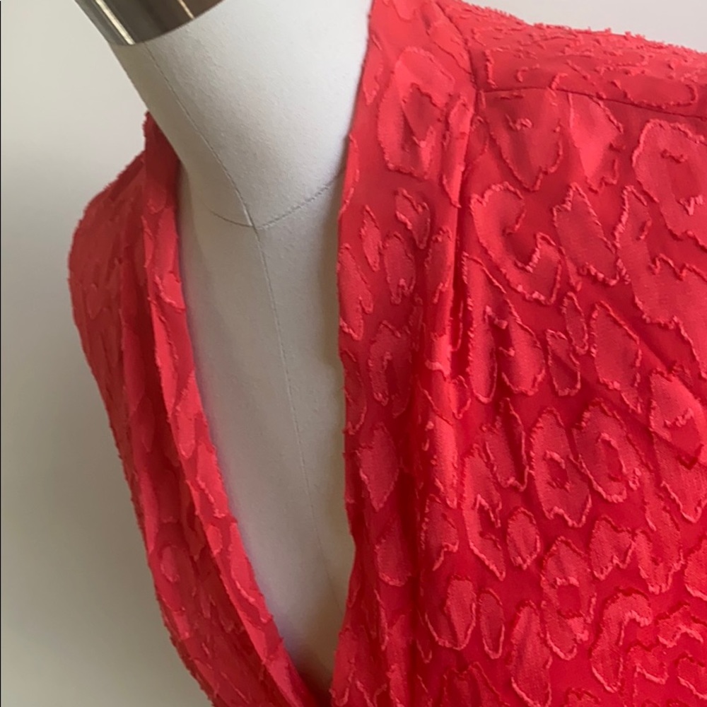 BAR III Sheer coral long sleeve V line blouse
